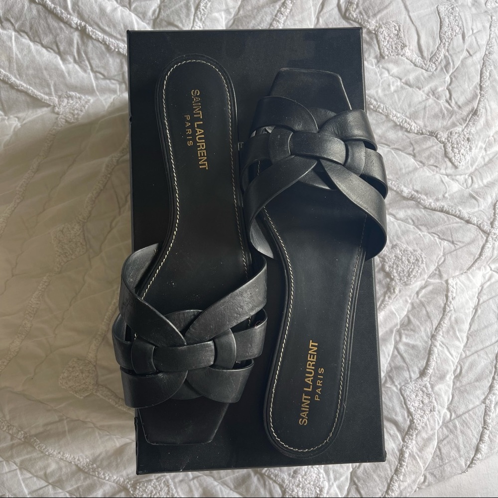 Saint Laurent YSL Tribute Leather Slides (size 40)